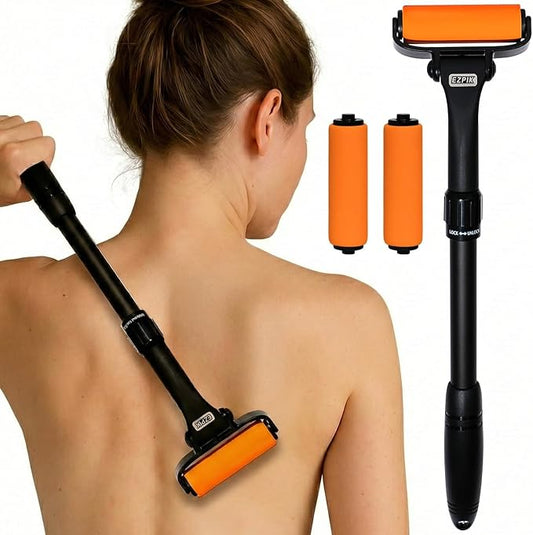 EZPIK Lotion Applicator for Back with 2 Replacement Foam Rollers, Extendable up to 23" - Curved Back Lotion Applicator for Elderly & Seniors with Limited Mobility, Body Cream & Sunscreen Applicator