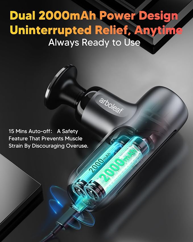 arboleaf Mini Massage Gun with Heat, Percussion for Pain Relief, Portable | heated percussion massager, pain relief, portable compact, travel case included, gift for men and women