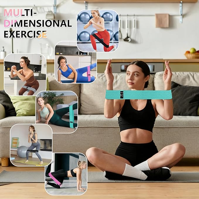 Resistance Bands for Working Out, 4 Levels Exercise Bands for Women & Men, Elastic Workout Band for Physical Therapy, Fabric Booty Band for Gym, Yoga, Pilates, Leg Training