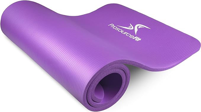 ProsourceFit Extra Thick Yoga and Pilates Mat 1/2” (13mm) or 1" (25mm), 71-inch Long High Density Exercise Mat with Comfort Foam and Carrying Strap
