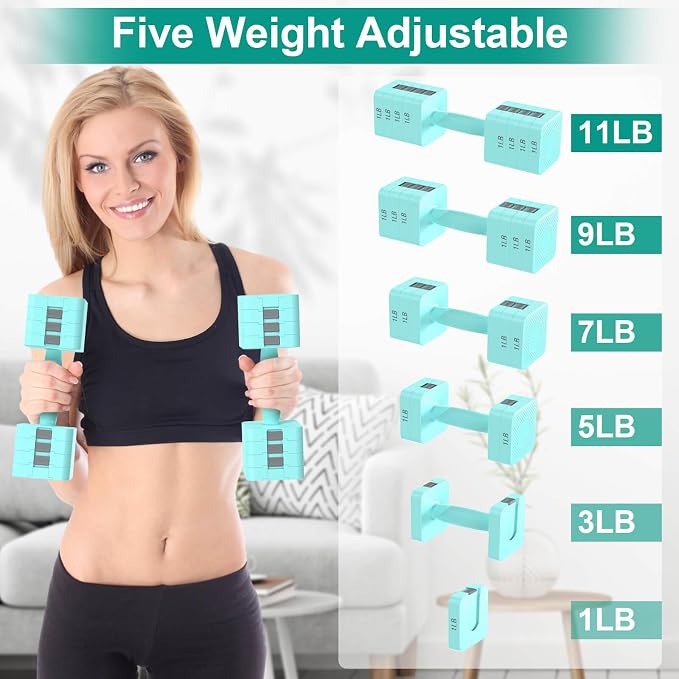 Hezeyferg Adjustable Dumbbells Set for Women/Men Home Gym | 18LBS 22LBS Adjustable Weight Dumbbells, Hand Weights Sets with Mutilple Levels, Full Body Workout