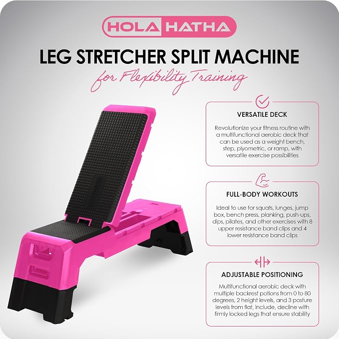 HolaHatha Compact Portable Aerobic Step Platform Exercise Fitness Equipment, Cardio Stepper with Adjustable Height for Home Gym