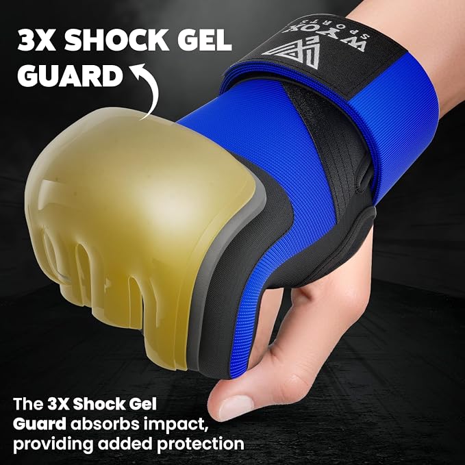 WYOX Neoprene Gel Boxing Hand Wraps Inner Gloves for Men & Women – 80cm/31in Quick Wrist Strap, Padded Knuckle Protection, Fingerless MMA Muay Thai Kickboxing Wraps for Training & Martial Arts