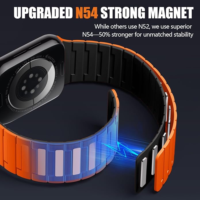 SNBLK Magnetic Watchband Compatible with Apple Watch for Men 44mm 45mm 46mm 49mm 42mm 41mm 40mm 38mm Women, Silicone Sport Strong Magnet Strap for iWatch Series 11 Ultra 3 Ultra 2 Se 10 9 8 7 6 5 4 1