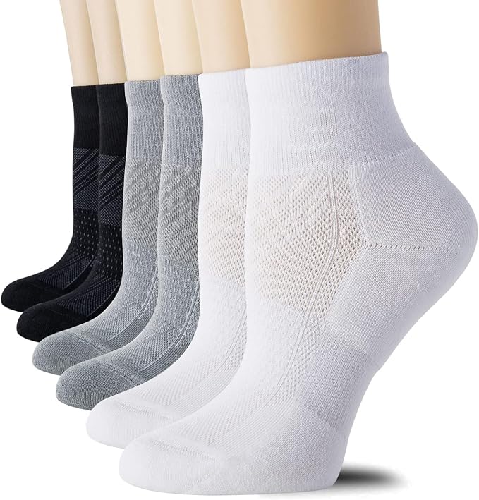 CS CELERSPORT 6 Pairs Women's Running Ankle Socks Athletic Sport Socks Cushioned