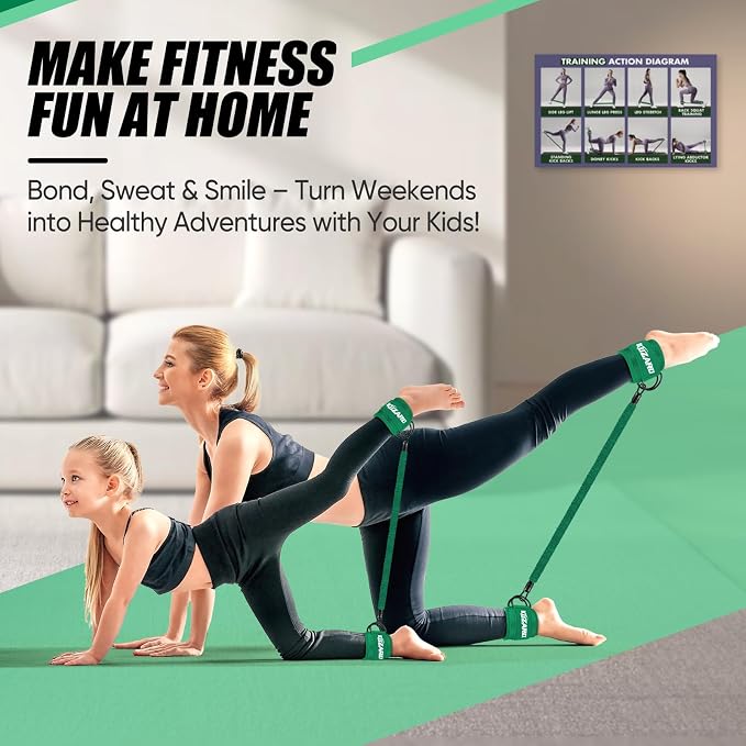 KUZARO Ankle Resistance Bands with Cuffs, Ankle Weights Bands for Working Out, Women Leg and Glutes Workout Equipment, Exercise Bands for Kickbacks, Butt and Booty Trainer, Home Gym Fitness Equipment