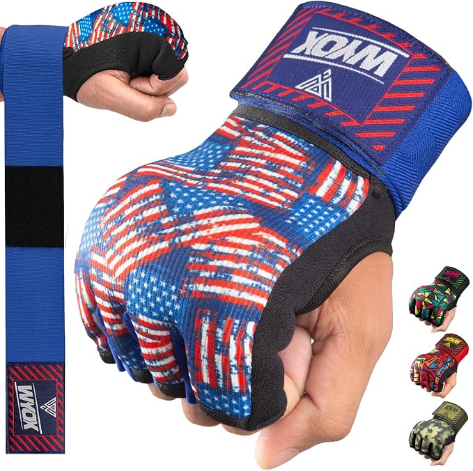 WYOX Neoprene Gel Boxing Hand Wraps Inner Gloves for Men & Women – 80cm/31in Quick Wrist Strap, Padded Knuckle Protection, Fingerless MMA Muay Thai Kickboxing Wraps for Training & Martial Arts