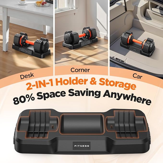 2026 FDB2 Updated Adjustable Dumbbell Set of 2, 5-in-1/10-in-1 Weights Dumbbell Set with Storage Box, 25lbs/55lbs Adjustable Weights with Anti-slip Silicone Grip, Weight Set For Home Gym Suit both Men and Women