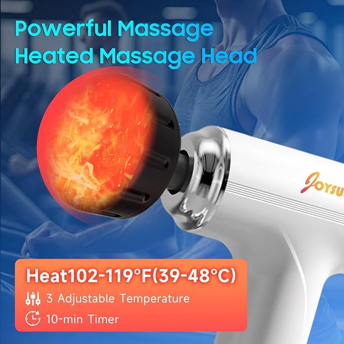 Massage Gun with Heat, Powerful Warming Massage, Home & Travel,White | Massage Gun with Heat, Powerful Heated Massage, Quiet Portable Massager for Home & Travel, Lightweight Design,
