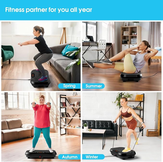 SoftGym Vibration Plate Exercise Machine for Lymphatic Drainage & Fitness | Quiet Heavy Duty 450lbs Capacity Platform, 120 Speeds Shake Machine with Resistance Bands for Home Muscle Activation