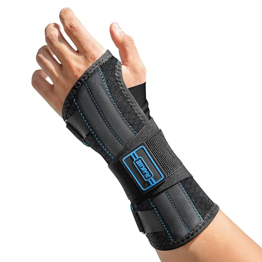 Rakiie Upgraded Carpal Tunnel Wrist Brace, Night Support for Arthritis, Sprain & Tendonitis Pain Relief, Flexible 3-Bar Support, Breathable Fit Hand Splint for Men & Women (Blue, Small, Left Hand)