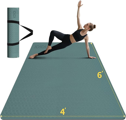 8mm & 10mm Thick Large Yoga Mat (6'x 4') - Extra Long and Wide Workout Mat for Men and Women, Non-Slip POE Fitness Mat, Eco-Friendly Exercise Mat for Home Workouts, Ideal for Yoga and Pilates