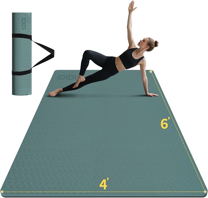 8mm & 10mm Thick Large Yoga Mat (6'x 4') - Extra Long and Wide Workout Mat for Men and Women, Non-Slip POE Fitness Mat, Eco-Friendly Exercise Mat for Home Workouts, Ideal for Yoga and Pilates