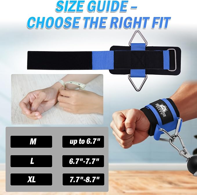 Wrist Cuffs for Cable Machines – Padded & Adjustable Straps for Lateral Raises, Tricep Pushdowns & Strength Training