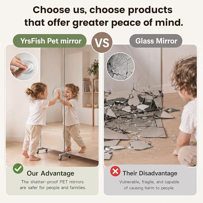 71"x40" Ultra-Light Stand Up Home Gym Mirror | Extra Large Full Body, Glassless Dance Mirror, For Home Gym, Garage, Workout, Dance Studio, Yoga