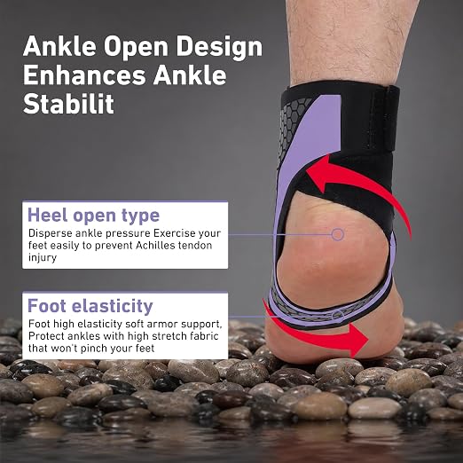 Ankle Brace for Men & Women, Purple, 1 Pc | Breathable Compression, Plantar Fasciitis Relief, Adjustable, Sprain Recovery & Sports Protection