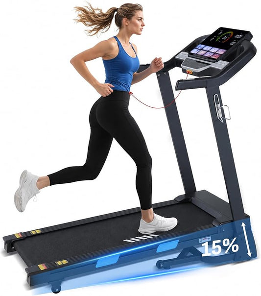 Auto Incline Treadmill for Home - 3.5HP Folding Treadmills Running Machine, 320 LBS Capacity, 10 MPH Speed, Bluetooth App, Upgrade LCD Panel, 36 Preset Programs