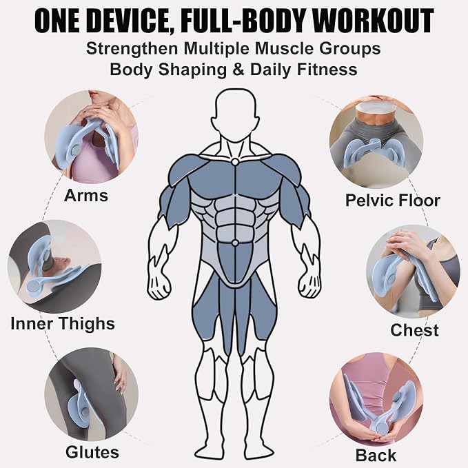 Pelvic Floor Exercise Devices 35lb Resistance Kegel Thigh Trainer with Band | Pelvic Floor Muscle Training, Inner Thigh Exerciser, Postpartum Recovery Support for Women, Suitable for Women and Men
