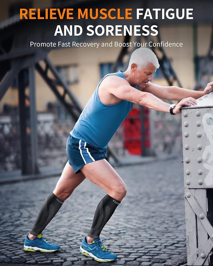 CAMBIVO Calf Compression Sleeve for Shin Splints & Running Support-3 Pairs | Leg sleeves for men & women, 15-20mmHg footless compression socks for gym & recovery, varicose veins