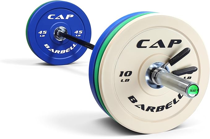 CAP Barbell Olympic Weight Set with 7ft Barbell & Bumper Plates | 160-370 lbs | Multiple Options
