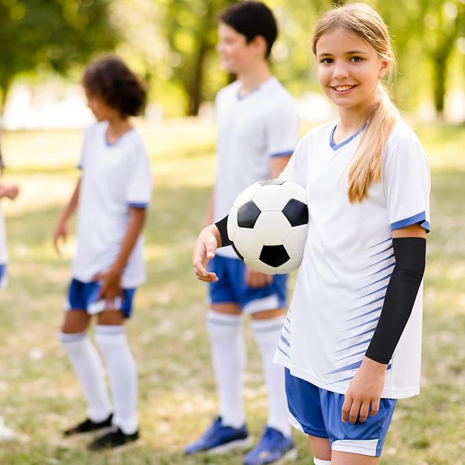 3Pairs Arm Sleeves for Kids, Outdoor Breathable Elastic Ice Sleeve for Youth Basketball Football Baseball Sports