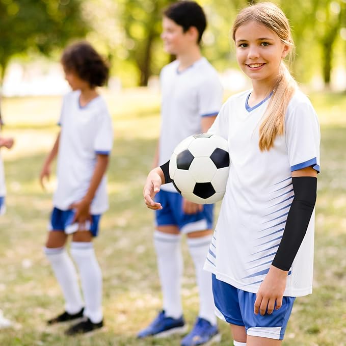 3Pairs Arm Sleeves for Kids, Outdoor Breathable Elastic Ice Sleeve for Youth Basketball Football Baseball Sports