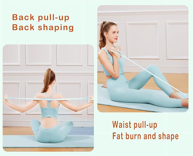 Figure 8 Resistance Band, Arm Back Shoulder Exercise Elastic Rope Stretch Fitness Band, Foot, Leg, Hand Stretcher, Arm Exerciser for Yoga Pilates Stretching Physical Therapy, Home Gym Workout