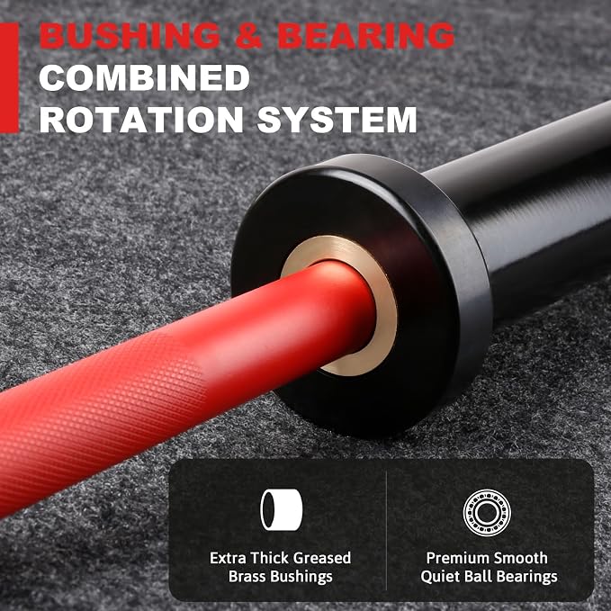LIONSCOOL 4ft/4.9ft/6ft 2-Inch Olympic Barbell for Strength Training | Weightlifting, Squat, Curl, Deadlift, Press, Hip Thrust Straight Weight Bar, 350/500lbs Capacity, Chrome, Black, Silver, Red