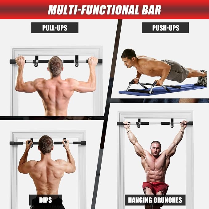 Pull Up Bar for Doorway, Portable Pull-up Bar for Strength Training, Body Fitness Workout Bar With Thickened Steel, Indoor Chin-Up Bar&Upper Body Workout Bar Fitness Trainer for Home and Gym