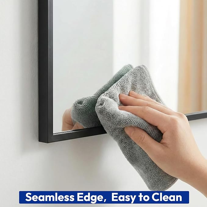 30" x 60" Matte Black Wall Mirror for Bathroom, 60" x 30" Extra Large Metal Framed Decor, Horizontal/Vertical Accent Mirror for Gym & Double Vanity