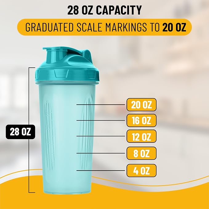 Mr. Pen- Shaker Bottles for Protein Mixes, 28 oz | Leak Proof Shaker Cups with Stainless Steel Wire Whisk Ball for Protein Shakes and Pre Workout