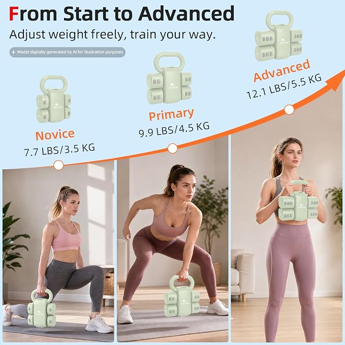 Abahub 2 in 1 Kettlebell & Dumbbell Set, Adjustable Dumbbell for Home Gym | Dumbbell with Kettlebell Converter Set of 2, Full Body Workout Kettlebell for Women