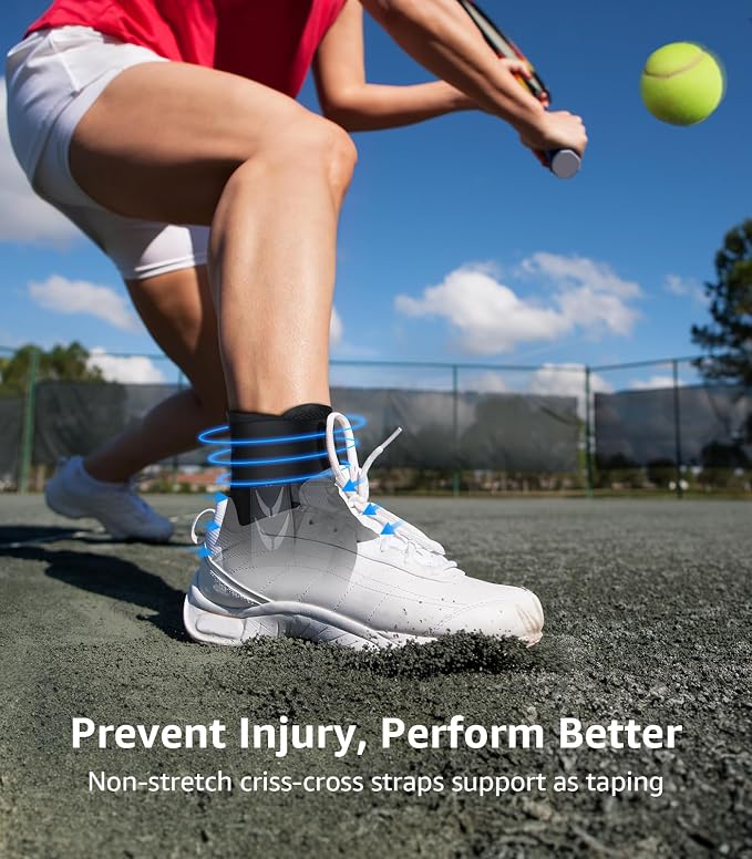 Slim-Fit Ankle Brace for Sprained Ankle, Quick Lace Up Ankle Support for Women Men with 2 Auto-Shaped Pads, Air Fabric Cool Ankle Stabilizer for Injury Recover, Running,Sports,XS(9.6”-10”)