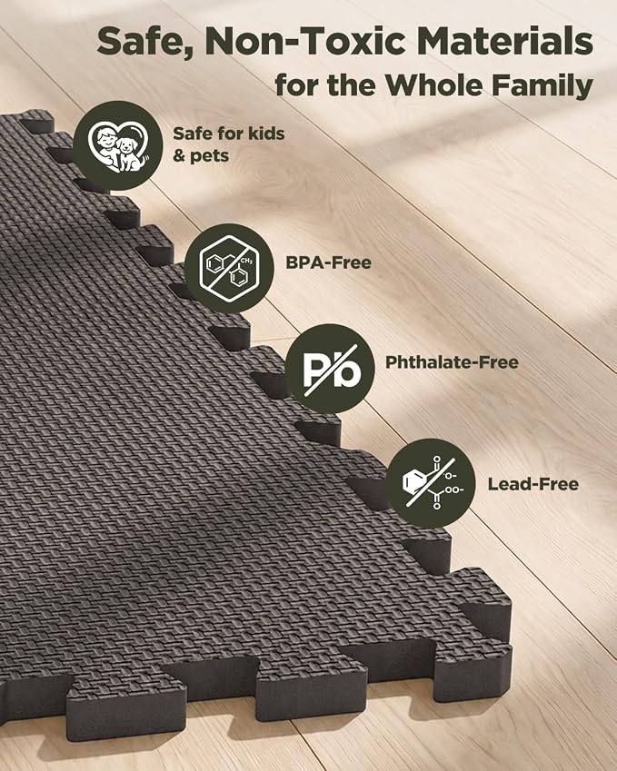 1/2" Thick 16 Pcs 64 Sq Ft EVA Foam Puzzle Exercise Mats, High-Density Interlocking Foam Floor Tiles for Home Gym, Gym Mat for Workout Equipment & Direct Exercise, Floor Padding for Kids