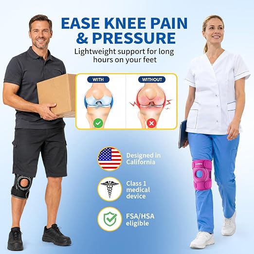 CAMBIVO Knee Brace with Stabilizers, Gel Pad & Open Patella for Men & Women | Open Patella Stabilizer for Arthritis, Meniscus & ACL MCL Relief. Adjustable Compression for Running & Sports Recovery