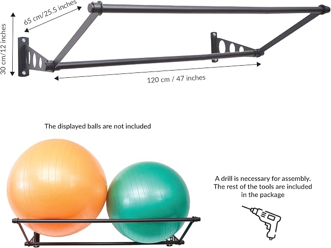 ODOXIA Exercise Ball Holder | Organize Your Space | Wall Mounted Rack | Yoga Ball Holder | Exercise Wall Mount | Fitness Therapy & Stability Rack | for Gyms, Studios, Home Gyms