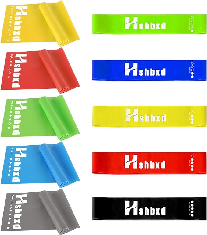 Resistance Bands Set for Physical Therapy, Rehab, Yoga and Pilates | Latex-Free elastic exercise bands suitable for rehab, yoga, Pilates, gym workouts, stretching, and home exercise