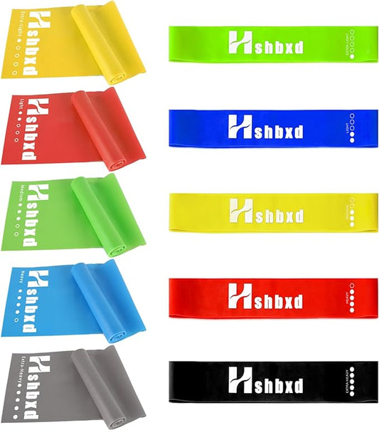 Resistance Bands Set for Physical Therapy, Rehab, Yoga and Pilates | Latex-Free elastic exercise bands suitable for rehab, yoga, Pilates, gym workouts, stretching, and home exercise