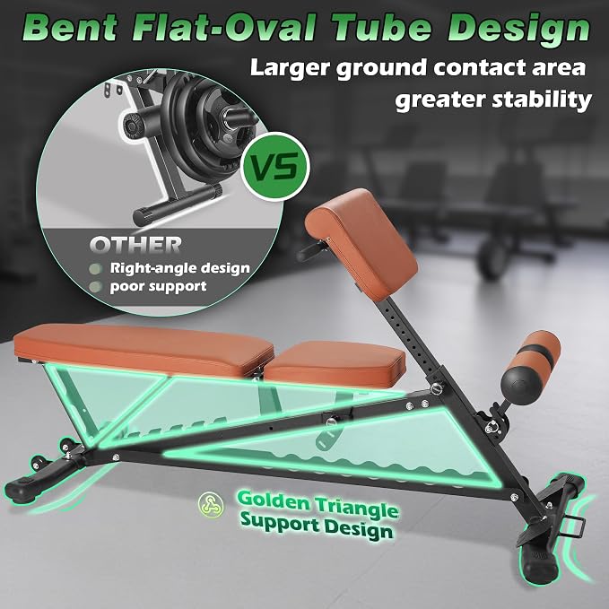 1000 LBS Adjustable Weight Bench with Roman Chair 75°to -20°FID | Utility Workout Bench for Home Gym Sit Up/Decline/Incline Bench Press Exercise Equipment Strength Training