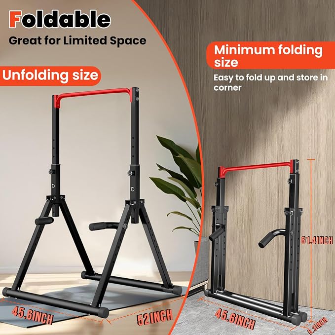 DOBESTS Power Tower Pull Up Bar Free Standing, Foldable Pull Up Station