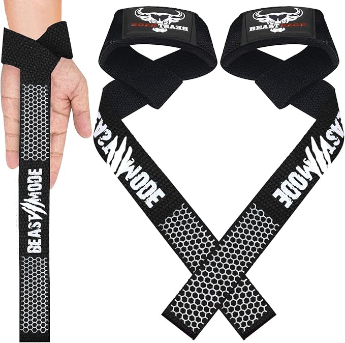 BEAST RAGE Lifting Wrist Straps for Weightlifting, Straps Gym Grip Power Workouts Lifting Straps Padded Neoprene & Premium Cotton Men Women, Deadlift Bodybuilding Exercise Lifting Straps