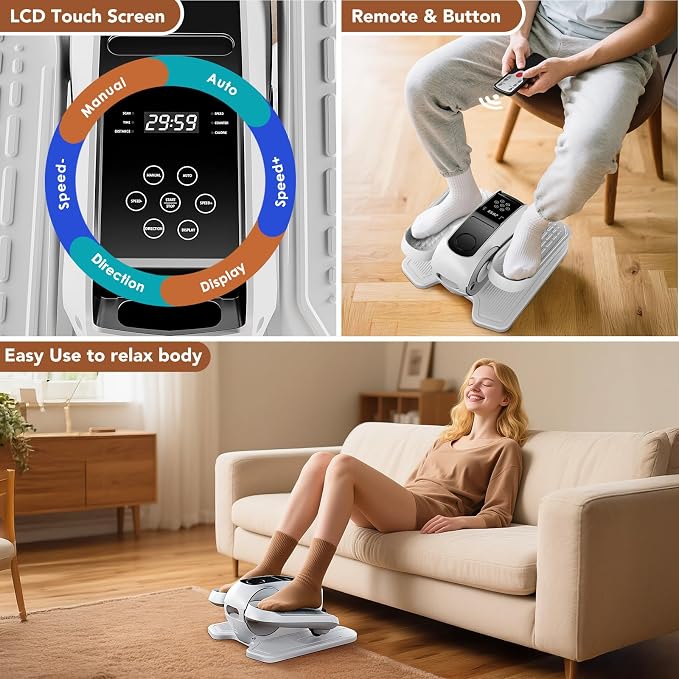 Under Desk Elliptical Exercise Machine, Elliptical Leg Exerciser as Seen on TV, 12 Speeds Leg Exerciser While Sitting for Seniors, Electric Seated Foot Pedal Exerciser for Home Gift for Women