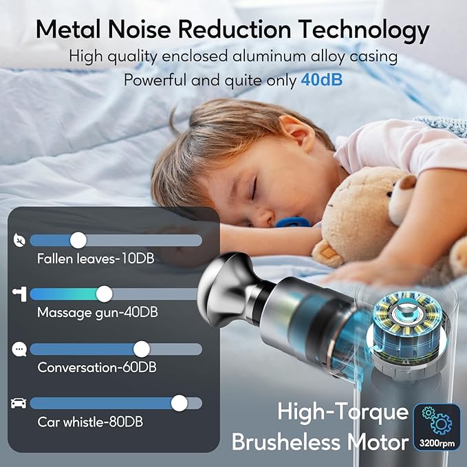 arboleaf Mini Massage Gun Deep Tissue with Metal Heads, Muscle Massager | Premium All-Metal Attachments with a Compact Design and Quiet Motor for Targeted Recovery at Home, the Gym, or on the Go