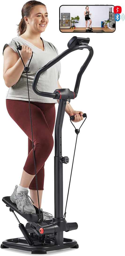 Sunny Health & Fitness Smart Power Stepper with Resistance Bands for Cardio