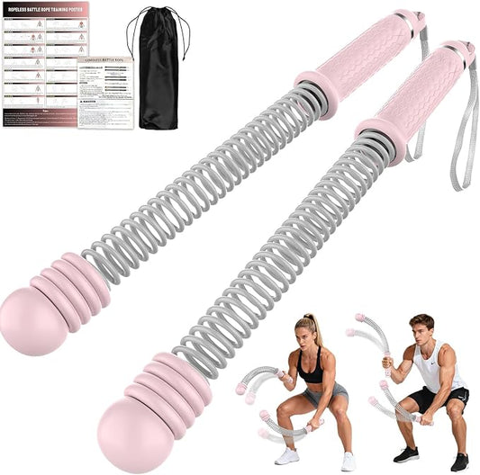 Ropeless Battle Ropes for Home Gym, Portable Cordless with Storage Bag & 8 Adjustable Weight Rings, Heavy Duty Fitness Rope for HIIT, Strength, High Calorie Burn & Low-Impact Cardio for Men & Women