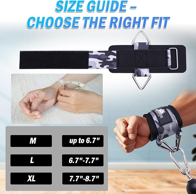 Wrist Cuffs for Cable Machines – Padded & Adjustable Straps for Lateral Raises, Tricep Pushdowns & Strength Training
