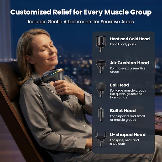 BOB AND BRAD A2 Pro Massage Gun with Heat and Cold, Pressure Sensor | FSA Eligible Deep Tissue Percussion Muscle Massager, 10.5mm Amplitude, 4000mAh USB-C, Gifts for Men Women Athletes HSA