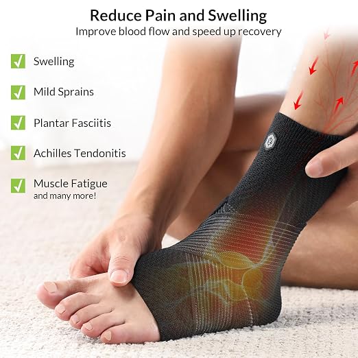 ZOELION Ankle Brace Compression Support with Removable Fishnet Strap, 3D Knit Plantar Fasciitis Relief Achilles Tendonitis Brace, Ankle Compression Sleeve for Pain Relief & Injury Healing, Black/S