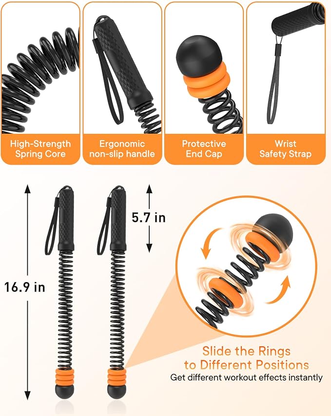 Weighted Ropeless Battle Ropes — 3 Pack Adjustable Portable Ropeless Battle Ropes for Home Gym, Workout Exercise Rope for Low-Impact Workout, HIIT and Low-Impact Aerobic Training for Men & Women