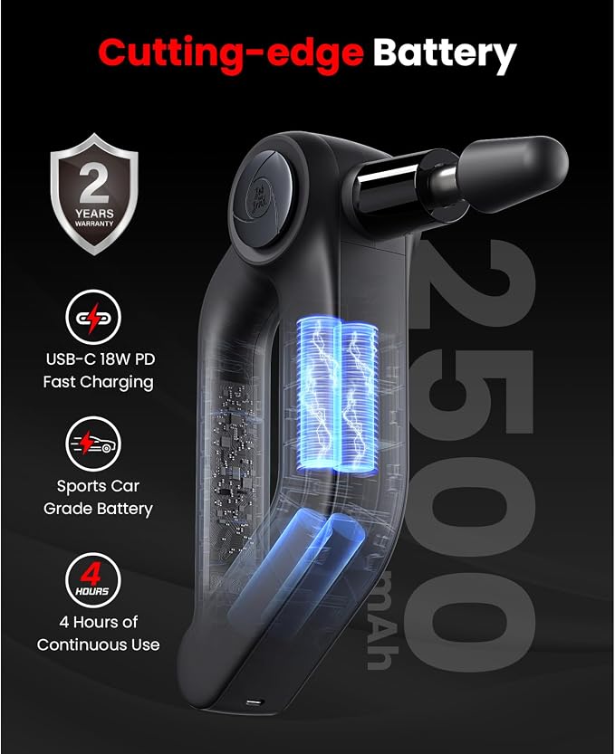 BOB AND BRAD D5 Ultra Heated Massage Gun with Red Light & Infrared Therapy, Deep Tissue Percussion Massage Gun with 13mm Amplitude, FSA-HSA Eligible, Ergonomic D-Handle for Muscle Recovery